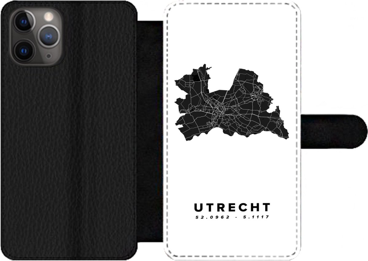 Telefoonhoesje Geschikt voor iPhone 11 Pro telefoonhoesje - Utrecht - Nederland - Kaart - Wit - Met vakjes - Wallet case met magneetsluiting