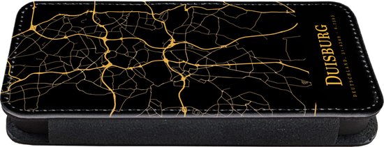 Telefoonhoesje Geschikt voor iPhone 13 telefoonhoesje - Duisburg - Kaart - Goud - Met vakjes - Wallet case met magneetsluiting