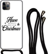 Hoesje met koord Geschikt voor iPhone 11 Pro Max - Kerstmis - Spreuken - Quotes - Have yourself a merry little Chirstmas - Siliconen - Crossbody - Backcover met Koord - Telefoonhoesje met koord - Hoesje met touw