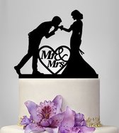 Taart Decoratie - Bruiloft - Taarttopper - Mr & Mrs - Handkus