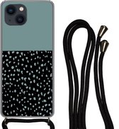 Cordon téléphonique - Chaîne téléphonique - Étui avec cordon Convient pour iPhone 13 Mini - Points - Vert - Zwart - Siliconen - Bandoulière - Étui de téléphone avec cordon