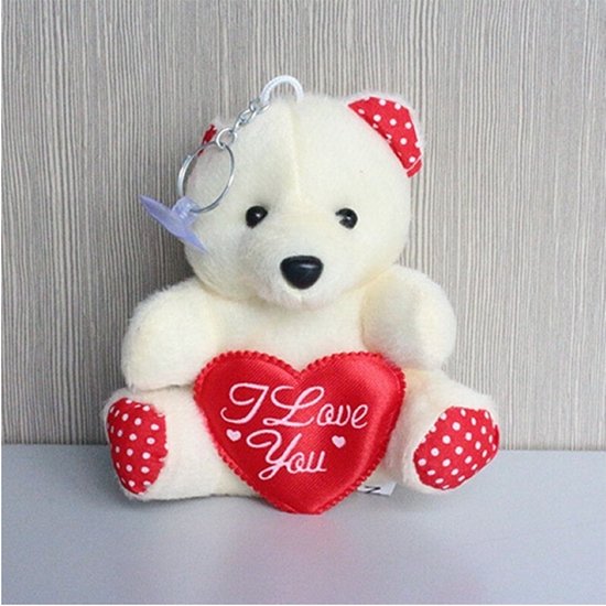 Pendentif peluche ours I Love You blanc avec ventouse - Fête des mères -  Saint Valentin | bol.com