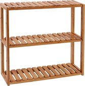 Badkamerrek van bamboe, plantenrek met 3 verstelbare planken, wandmontage of vrijstaand, woonkamer, hal of keuken, 60 x 15 x 54 cm, natuurlijk BCB13Y