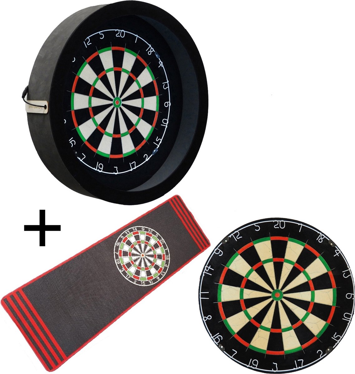 Darts Set - Complete PRO - zwart-antra - Plain - dartmat antraciet - dartbord verlichting - darts - dartbord