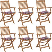 Decoways - Tuinstoelen 6 stuks inklapbaar met kussens massief acaciahout