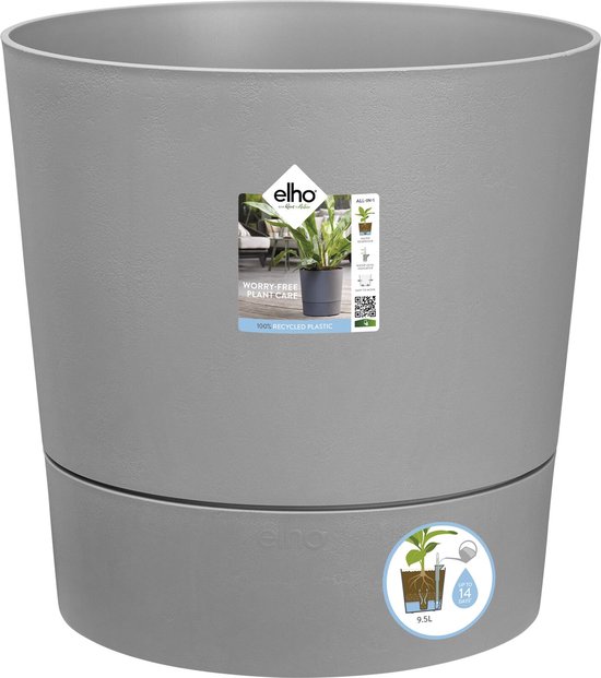 Elho Greensense Aqua Care Rond 43 - Bloempot voor Binnen & buiten - Ø 43 x H 42,5 - Grijs/Licht Beton