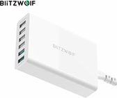 BlitzWolf BW-S15 USB-oplader - 60W QC3.0 - 4 USB en 2 QC3.0 Quick Charge Poorten - beveiliging voor detectie van overstroom, oververhitting, kortsluiting en overspanning - wit