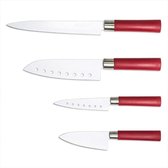 Cecotec Messen Set - Santoku - Roestvrij staal - Polypropyleen - 4 stuks -  Koksmes - Universeel - Vleesmes - Multifunctioneel - Rood