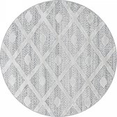Rond Modern designtapijt met stip in vierkantje in de kleur grijs
