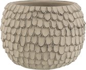 Flowerpot leaf cement light grey large