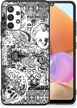 Silicone Back Case Geschikt voor Samsung Galaxy A32 4G | A32 5G Enterprise Editie Telefoon Hoesje met Zwarte rand Skulls Angel