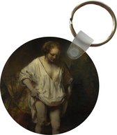 Sleutelhanger - Badende vrouw - Schilderij van Rembrandt van Rijn - Plastic - Rond - Uitdeelcadeautjes