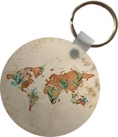 Porte-clés - Wereldkaart - Rétro - Plantes - Plastique - Rond