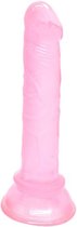 Nooitmeersaai - Siliconen mini dildo roze met zuignap - 12 cm