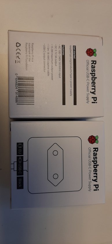 Raspberry Pi 4 / 400 voeding - EU stekker - USB-C  - 5.1V - 3A - zwart - Raspberry Pi®