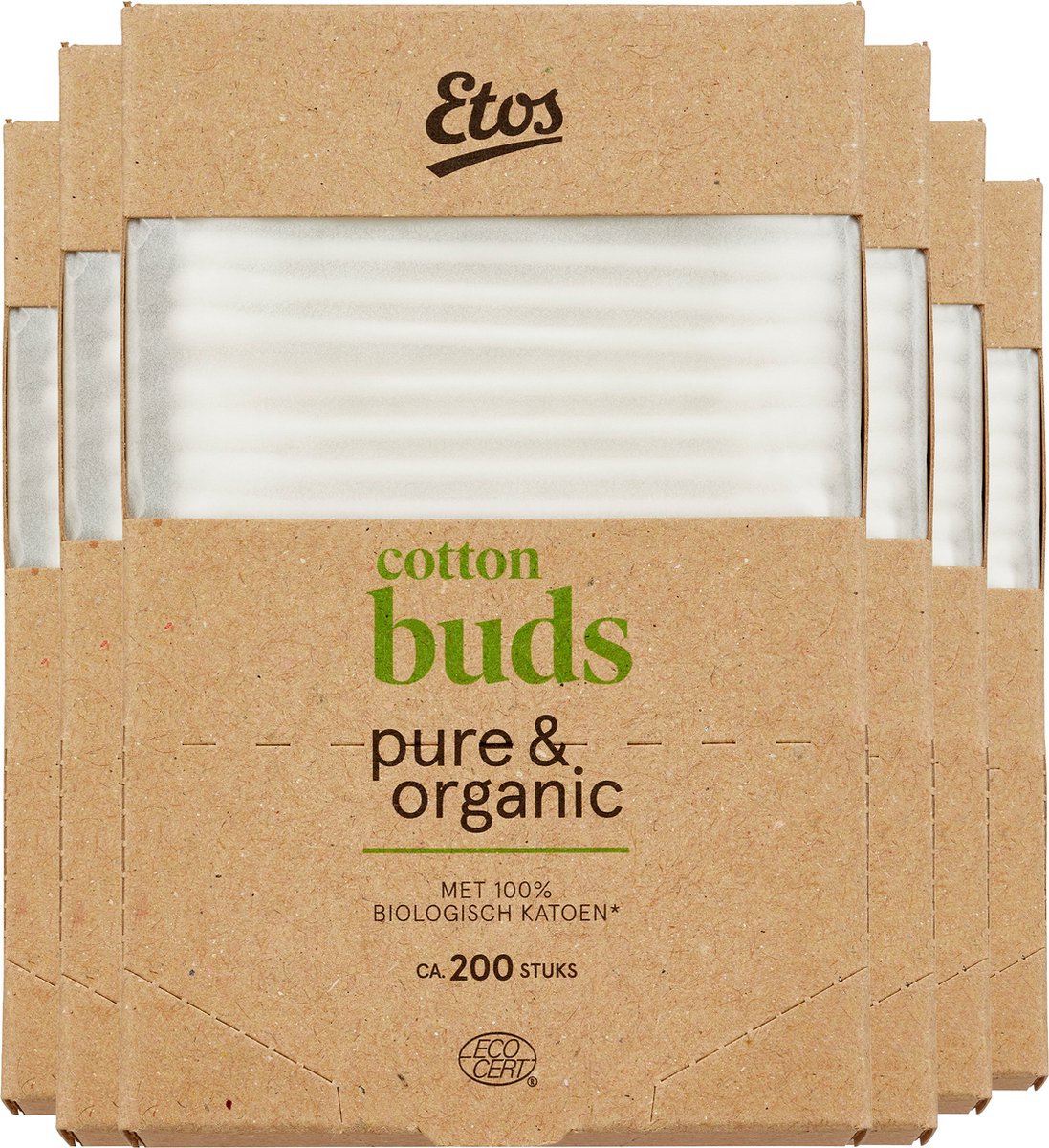 Etos Wattenstaafjes Voordeelverpakking - Pure & Organic - 1200 stuks