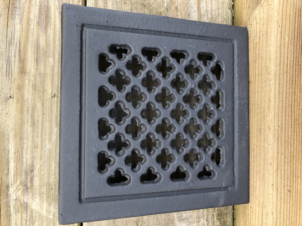 1 Grille de ventilation de cheminée carrée, fonte noir mat-n°32b | bol