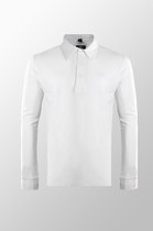 Vercate - Heren Polo met lange mouwen - Wit - Slim Fit - Piqué Katoen - Maat M