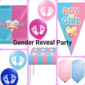 Gender Reveal Versiering Feest Pakket - Vlaggenlijn, Ballonnen - geboorte
