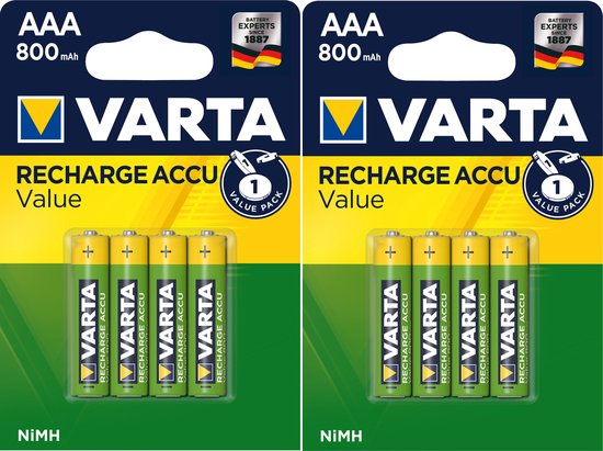Varta Oplaadbaar Value AAA 800mAh 8 pack | bol.com