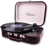 Voksun Platenspeler, bluetooth platenspeler, vinyl draaitafel met luidspreker, riemaandrijving 33/45/78 rpm, platenspeler koffer, vinyl-naar-MP3-functie/USB/Aux-In/RCA