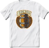 Beer Barrel T-Shirt | Bier Kleding | Feest | Drank | Grappig Verjaardag Cadeau | - Wit - XL
