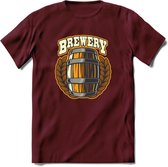 Beer Barrel T-Shirt | Bier Kleding | Feest | Drank | Grappig Verjaardag Cadeau | - Burgundy - S