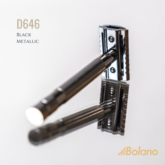 Bolano® Safety Razor Zwart Metallic + 25 RVS Scheermesjes Double Edge - Klassiek Scheermes voor Mannen en Vrouwen - Duurzaam Scheren - Zero Waste - RVS Aluminium en zinklegering