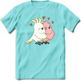 Lovebirds - Valentijn T-Shirt | Grappig Valentijnsdag Cadeautje voor Hem en Haar | Dames - Heren - Unisex | Kleding Cadeau | - Licht Blauw - L