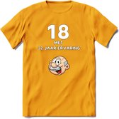 18 met 32 jaar ervaring T-Shirt | Grappig Abraham 50 Jaar Verjaardag Kleding Cadeau | Dames – Heren - Geel - 3XL