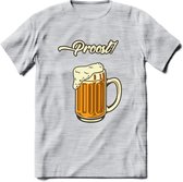 Proost! T-Shirt | Bier Kleding | Feest | Drank | Grappig Verjaardag Cadeau | - Licht Grijs - Gemaleerd - XXL