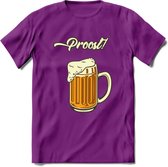 Proost! T-Shirt | Bier Kleding | Feest | Drank | Grappig Verjaardag Cadeau | - Paars - L