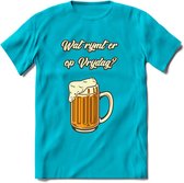 Wat Rijmt Er Op Vrijdag? T-Shirt | Bier Kleding | Feest | Drank | Grappig Verjaardag Cadeau | - Blauw - XL