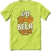 Eat Sleep Beer Repeat T-Shirt | Bier Kleding | Feest | Drank | Grappig Verjaardag Cadeau | - Groen - XXL