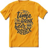 Its Time To Drink Beer And Relax T-Shirt | Bier Kleding | Feest | Drank | Grappig Verjaardag Cadeau | - Geel - XL