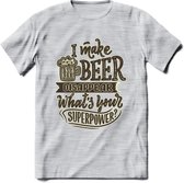 I Make Beer Disappear T-Shirt | Bier Kleding | Feest | Drank | Grappig Verjaardag Cadeau | - Licht Grijs - Gemaleerd - S