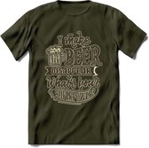 I Make Beer Disappear T-Shirt | Bier Kleding | Feest | Drank | Grappig Verjaardag Cadeau | - Leger Groen - XXL