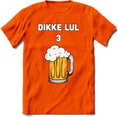 Dikke Lul 3 Bier T-Shirt | Bier Kleding | Feest | Drank | Grappig Verjaardag Cadeau | - Oranje - 3XL