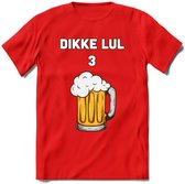 Dikke Lul 3 Bier T-Shirt | Bier Kleding | Feest | Drank | Grappig Verjaardag Cadeau | - Rood - L