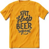 Eat Sleep Beer Repeat T-Shirt | Bier Kleding | Feest | Drank | Grappig Verjaardag Cadeau | - Geel - M