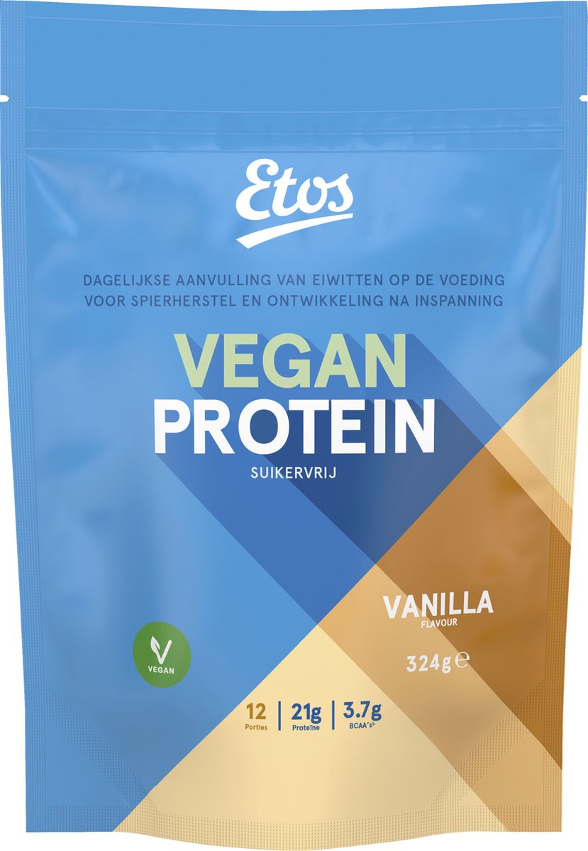 Etos Vegan Protein Vanilla - Eiwitshake - Suikervrij - 4 x 324gr - 4 stuks