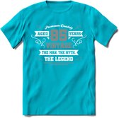 85 Jaar Legend T-Shirt | Zilver - Wit | Grappig Verjaardag en Feest Cadeau | Dames - Heren - Unisex | Kleding Kado | - Blauw - XXL