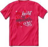 My Heart Is Wherever You Are - Valentijn T-Shirt | Grappig Valentijnsdag Cadeautje voor Hem en Haar | Dames - Heren - Unisex | Kleding Cadeau | - Roze - L