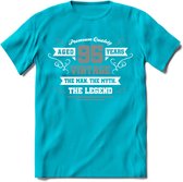 95 Jaar Legend T-Shirt | Zilver - Wit | Grappig Verjaardag en Feest Cadeau | Dames - Heren - Unisex | Kleding Kado | - Blauw - M