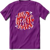 My Heart Is Yours - Valentijn T-Shirt | Grappig Valentijnsdag Cadeautje voor Hem en Haar | Dames - Heren - Unisex | Kleding Cadeau | - Paars - M