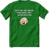 50 is pas het begin T-Shirt | Grappig Abraham 50 Jaar Verjaardag Kleding Cadeau | Dames – Heren - Donker Groen - M