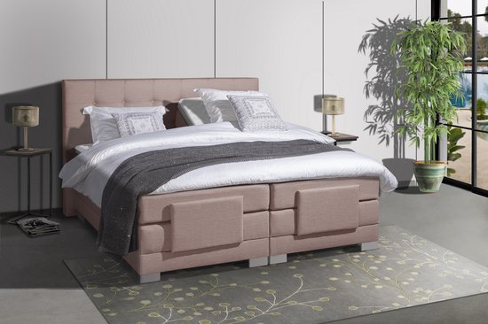 Anno 1588 - Elektrische Boxspring LUXA - Pocketvering - Luxe Topper - Oud Roze - Boxspring 160x200 - Inclusief Montage
