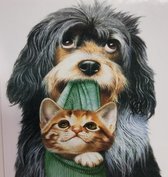 5 d Diamond painting 40x50 cm - Hond met poes