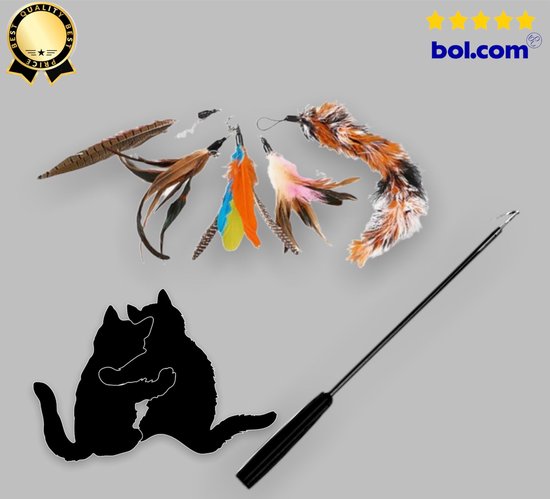 Kattenspeelgoedset (8-delig), kattenvisstok met reservekoppen