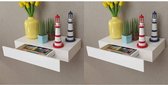 Decoways - Wandplanken zwevend met lades 2 stuks 48 cm wit